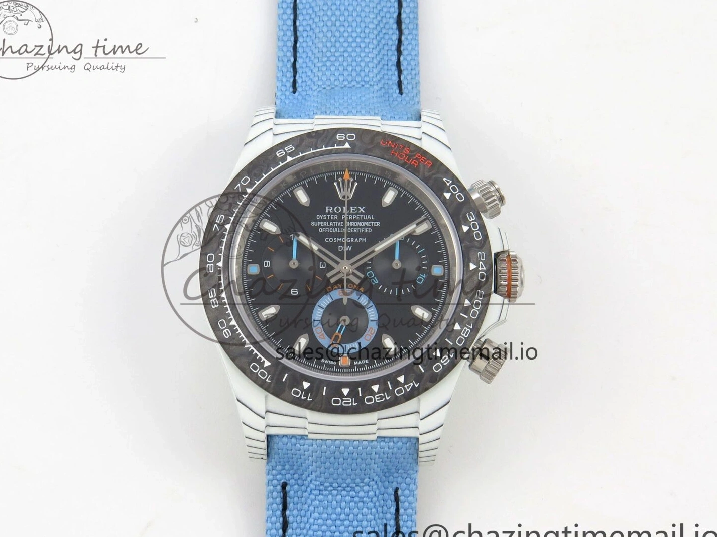 MiroTime 0403 Attractive Daytona DIW Carbon Case and Bezel DIWF Edition Black Dial on Blue Nylon Strap A 71